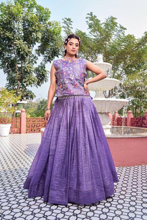 Ram 166 Gold crush Purple Lehengha choli for wedding in Mumbai